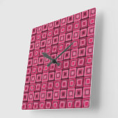 Roze en rode pleinen Funky Wall Clock Vierkante Klok (Hoek)