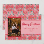 Roze en Rode Poinsettia Persoonlijke foto's Feestdagenkaart (Voorkant / Achterkant)