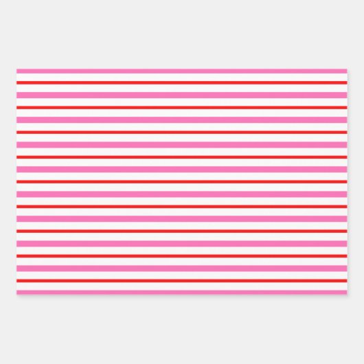 Roze en rode poka Dot Striped Inpakpapier Vel (Voorkant)