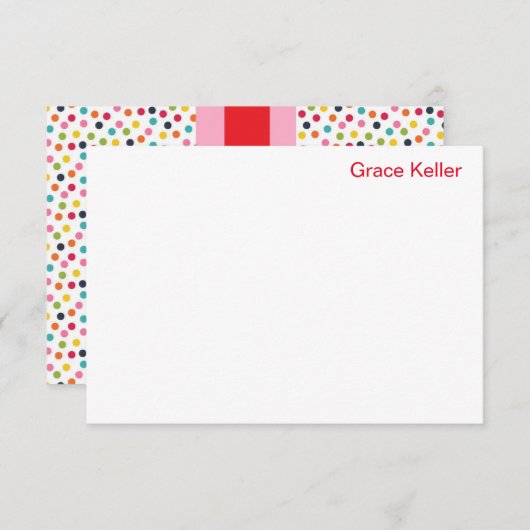 Roze en rode pols Monogram platte noot Kaart (Voorkant / Achterkant)