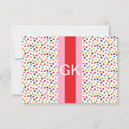 Roze en rode pols Monogram platte noot Kaart