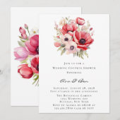 Roze en Rode Poppy Tulpen Bruiloft Koppels Douche Kaart (Voorkant / Achterkant)