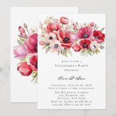 Roze en Rode Poppy Tulpen Verlovingsfeest Kaart (Voorkant / Achterkant)