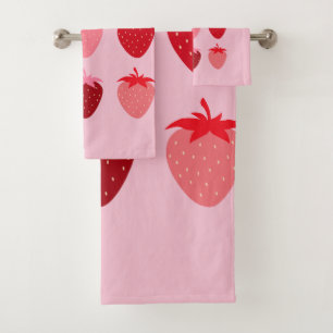 Roze en rode preppy esthetische aardbeien bad handdoek