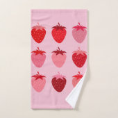 Roze en rode preppy esthetische aardbeien bad handdoek (Handdoek)