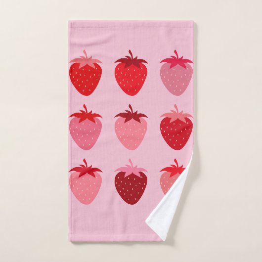 Roze en rode preppy esthetische aardbeien bad handdoek (Handdoek)