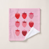 Roze en rode preppy esthetische aardbeien bad handdoek (Wasdoekje)