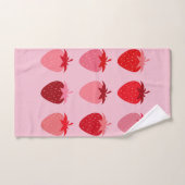 Roze en rode preppy esthetische aardbeien bad handdoek (Handdoek)