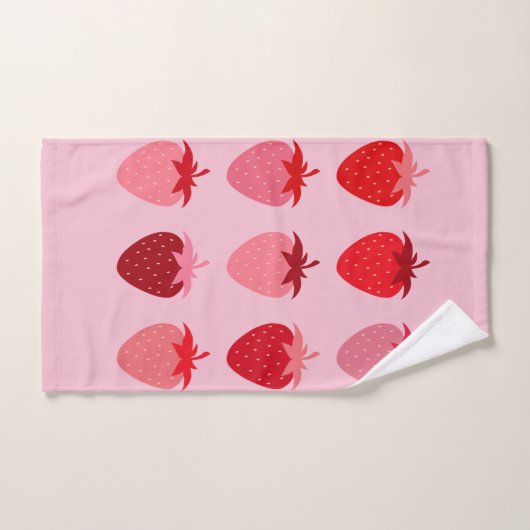 Roze en rode preppy esthetische aardbeien bad handdoek (Handdoek)