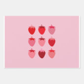Roze en rode preppy esthetische aardbeien inpakpapier vel (Voorkant 3)