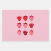 Roze en rode preppy esthetische aardbeien inpakpapier vel (Voorkant 2)
