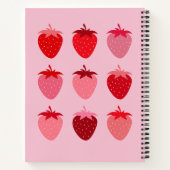 Roze en rode preppy esthetische aardbeien notitieboek (Achterkant)