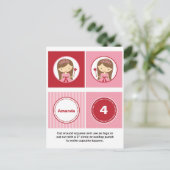 Roze en rode prinses Cupcake Toppers Briefkaart (Staand voorkant)