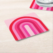 Roze en rode regenboog kartonnen onderzetters (Schuin)