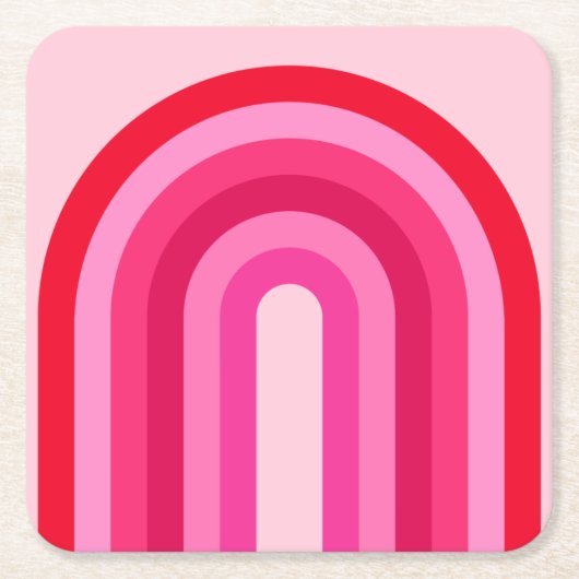 Roze en rode regenboog kartonnen onderzetters (Voorkant)