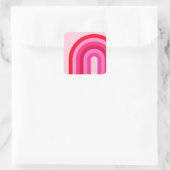 Roze en rode regenboog vierkante sticker (Tas)