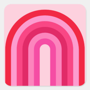 Roze en rode regenboog vierkante sticker