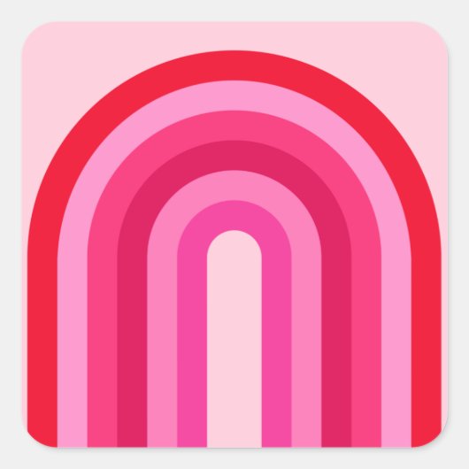 Roze en rode regenboog vierkante sticker (Voorkant)