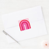 Roze en rode regenboog vierkante sticker (Envelop)