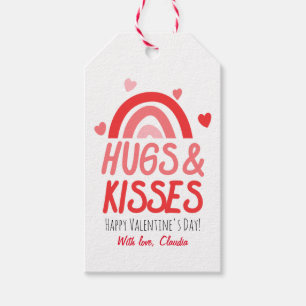 Roze en rode regenboogharten Valentijnsdag Cadeaulabel