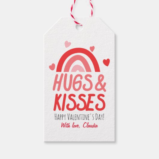 Roze en rode regenboogharten Valentijnsdag Cadeaulabel (Voorkant)