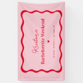 Roze en Rode Retro Bruidsfeest  Spandoek (Verticaal)