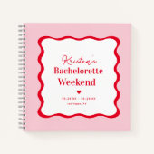 Roze en Rode Retro Bruidsmeisje Weekend Gastenboek Notitieboek (Voorkant)