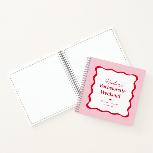 Roze en Rode Retro Bruidsmeisje Weekend Gastenboek Notitieboek (Binnen)