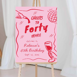 Roze en rode Retro  Cheers Welkomstbord Poster