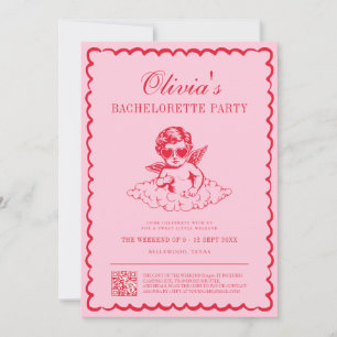 Roze en Rode Retro Cherub Meisjes Voor Het Laatst  Kaart
