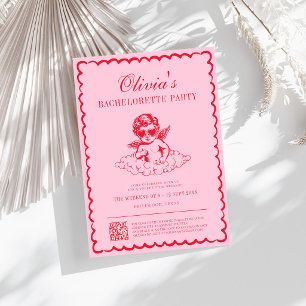 Roze en Rode Retro Cherub Meisjes Voor Het Laatst Kaart