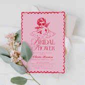 Roze en rode Retro Cherub Vrijgezellenfeest Kaart