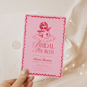 Roze en rode Retro Cherub Vrijgezellenfeest Kaart