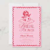 Roze en rode Retro Cherub Vrijgezellenfeest Kaart (Voorkant)