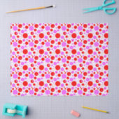Roze en Rode Retro Cirkels en Stippen Tissuepapier (Craft)