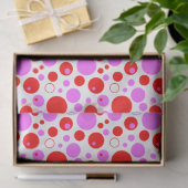 Roze en Rode Retro Cirkels en Stippen Tissuepapier (Geschenk)