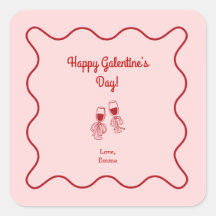 Roze en Rode Retro Galentines Dag