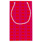 Roze en rode retro gepattereerd klein cadeauzakje (Achterkant)