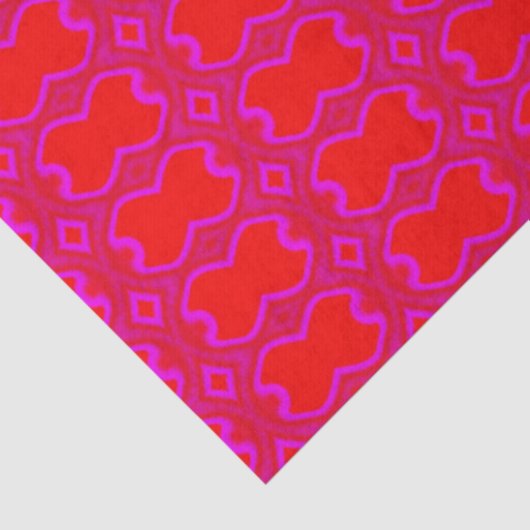 Roze en rode retro gepattereerd tissuepapier (Detail)