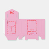 Roze en Rode Retro Golvende Rand Bruidsdouche Bedankdoosjes (Uitgevouwen)