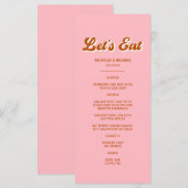 Roze en Rode Retro Groovy Bruiloft Menu (Voorkant / Achterkant)