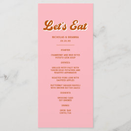 Roze en Rode Retro Groovy Bruiloft  Menu