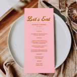 Roze en Rode Retro Groovy Bruiloft Menu<br><div class="desc">De perfecte aanvulling op uw retro bruiloft tafel decor. Dit levendige menu is ideaal voor een retro bruiloft thema, biedt retro bruiloft inspiratie met zijn 70s geïnspireerde bruiloft ontwerp. Perfect voor een kitschbruiloft, funky bruiloft of eclectische bruiloft, het voegt flair toe aan een disco bruiloft, boho disco bruiloft of hippie...</div>