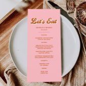 Roze en Rode Retro Groovy Bruiloft Menu