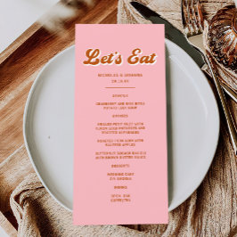 Roze en Rode Retro Groovy Bruiloft Menu