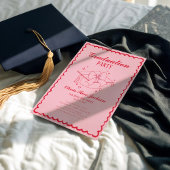 Roze en Rode Retro Hand getekend Foto Afstuderen Kaart