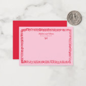 Roze en Rode Retro Hand getrokken paar Stationery Notitiekaartje (Voorkant / Achterkant in situ)