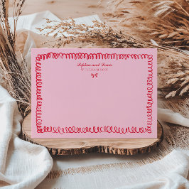 Roze en Rode Retro Hand getrokken paar Stationery Notitiekaartje