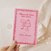 Roze en Rode Retro Hand getrokken Vrijgezellenfees Kaart