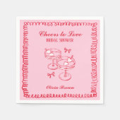 Roze en Rode Retro Hand getrokken Vrijgezellenfees Servet (Voorkant)